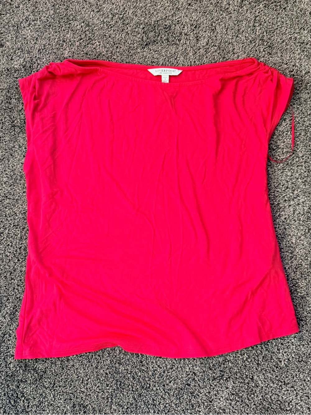 Liverpool Red Cap-Sleeve Boatneck Top